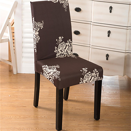 

Brown Floral Print Very Soft Chair Cover Stretch Removable Washable Dining Room Chair Protector Slipcovers Home Decor Dining Room Seat Cover