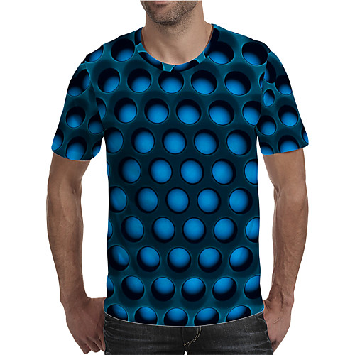 

Men's Holiday Going out Street chic / Exaggerated T-shirt - Geometric / Color Block / 3D Print Rainbow