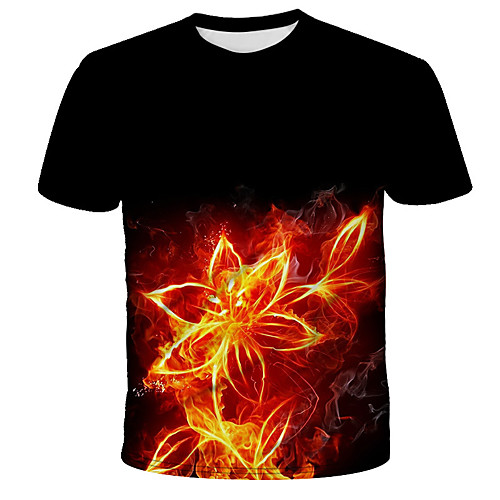 

Men's Daily Holiday Street chic / Exaggerated T-shirt - 3D / Tie Dye / Animal Wolf, Print Black