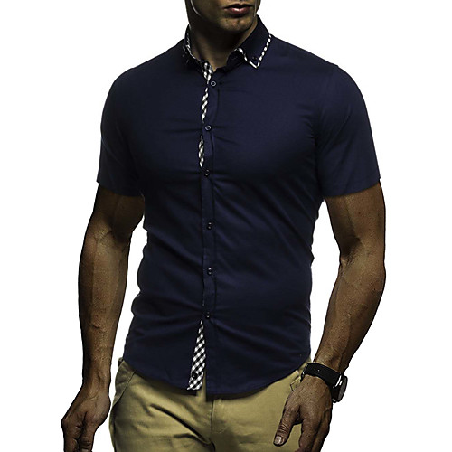 

Men's Daily Work Basic / Elegant Shirt - Floral / Geometric Blue