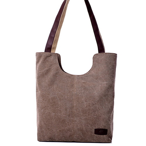 

Women's Zipper Canvas Top Handle Bag Solid Color Dark Brown / Black / Dark Blue