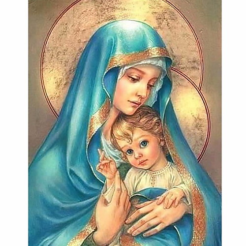 

5D DIY Diamond Painting Full Square Round Drill Religious Madonna & baby Embroidery Cross Stitch 5D icon gift Home Decor mosaic 3040cm