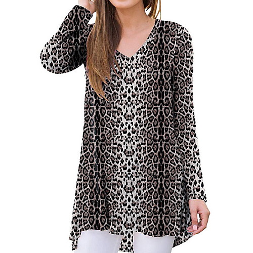 

Women's Daily T-shirt - Leopard / Solid Colored Green