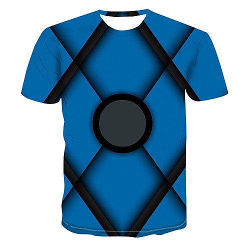 

Men's Club Weekend Street chic / Punk & Gothic T-shirt - 3D / Graphic / Visual Deception Print Blue