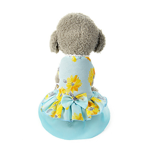 

Dog Costume Dress Dog Clothes Breathable Blue Costume Beagle Bichon Frise Chihuahua Polyester Bowknot Flower Party Cute XS S M L XL