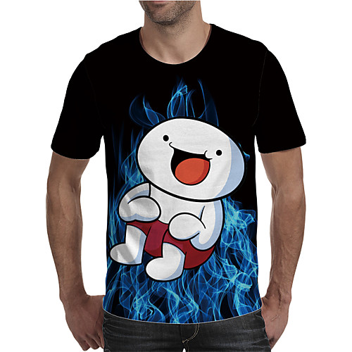 

Men's Holiday Going out Street chic / Exaggerated T-shirt - Geometric / Color Block / 3D Print Rainbow