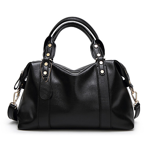 

Women's Zipper Polyester / PU Top Handle Bag Solid Color Black / Blue / Red