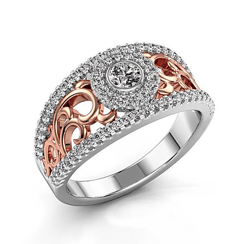 

Women's Ring Belle Ring AAA Cubic Zirconia 1pc Rose Gold Copper Rose Gold Plated Silver-Plated Irregular Statement Luxury Party Evening Gift Jewelry Geometrical Wearable