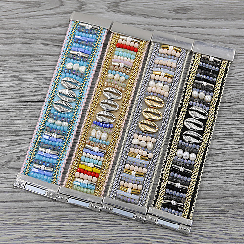 

Women's Charm Bracelet Bracelet Bangles Bead Bracelet Braided Fashion Boho Trendy Rock Sweet Colorful Leatherette Bracelet Jewelry khaki / Blue / Silver For School Date Vacation Corporate Clothing