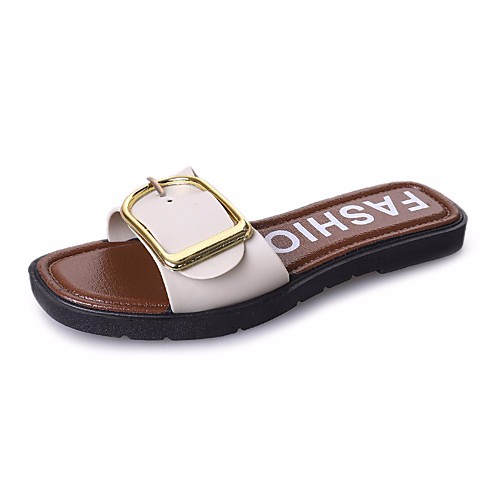 

Women's Sandals Flat Heel Open Toe PU Summer White / Black