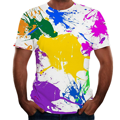 

Men's Daily Basic T-shirt - Color Block / 3D Print Rainbow