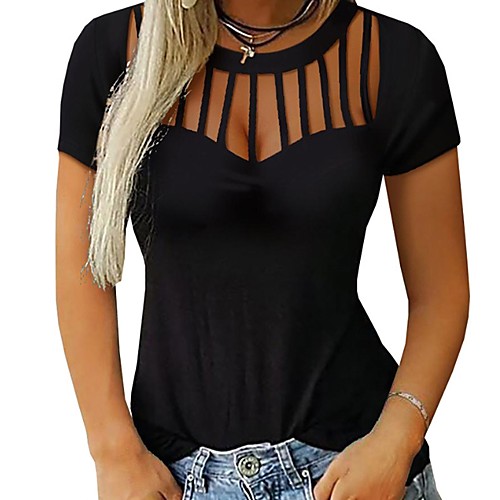 

Women's Daily T-shirt - Solid Colored Black