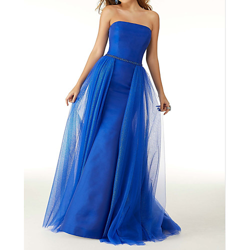 

Mermaid / Trumpet Strapless Floor Length Satin / Tulle Elegant / Sexy Prom Dress with Pleats / Overskirt 2020