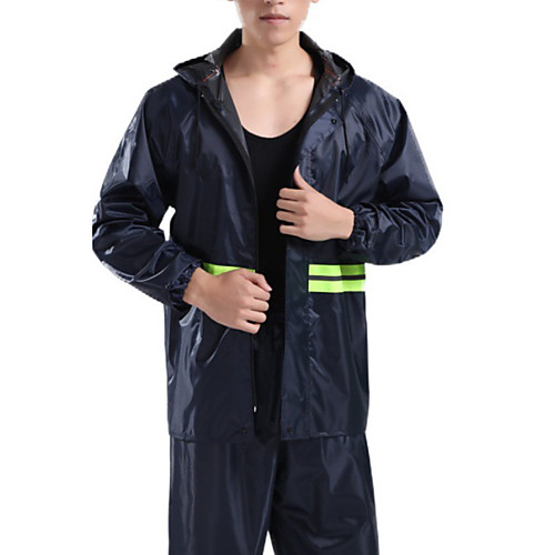 

Protective Clothing Anti Dust And Droplet Men's Daily Fall & Winter Long Coat, Solid Colored Hooded Long Sleeve Polyester Navy Blue