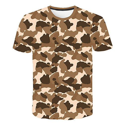 

Men's Daily Sports Basic / Exaggerated T-shirt - Color Block / 3D / Camo / Camouflage Print Rainbow