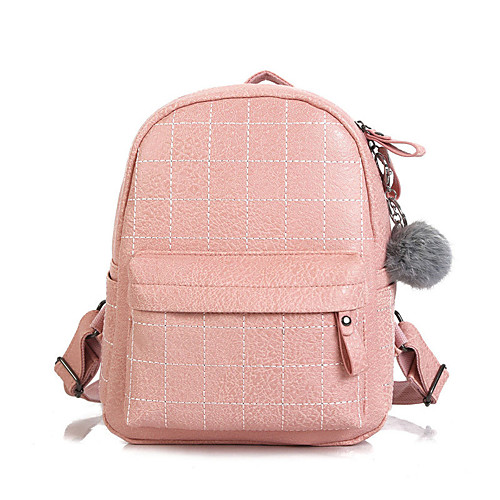 

Large Capacity Polyester PU Zipper Commuter Backpack Solid Color Daily Blushing Pink / Brown / Black