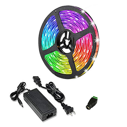 

5m 60W Flexible LED Light Strips / Light Sets 300 LEDs SMD5050 10mm 1 X 12V 5A Power Supply 1 set Warm White / White / Red Cuttable / Party /TV background light Decorative 12 V