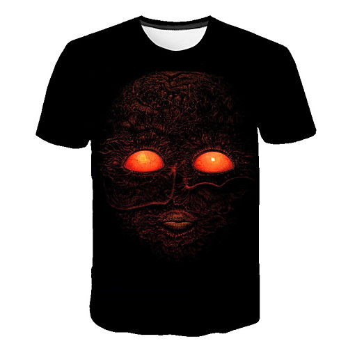 

Men's Halloween Daily Street chic / Exaggerated T-shirt - Color Block / 3D / Eye Print Black