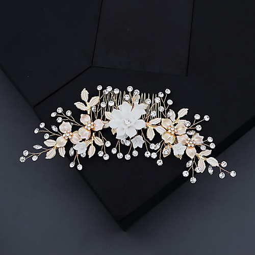 

Women's Hair Combs For Wedding Anniversary Gift Formal Rhinestone Alloy Golden 1pc