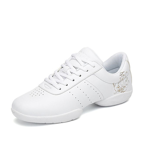

Women's Dance Sneakers Synthetics Lace-up Sneaker Flat Heel Customizable Dance Shoes White