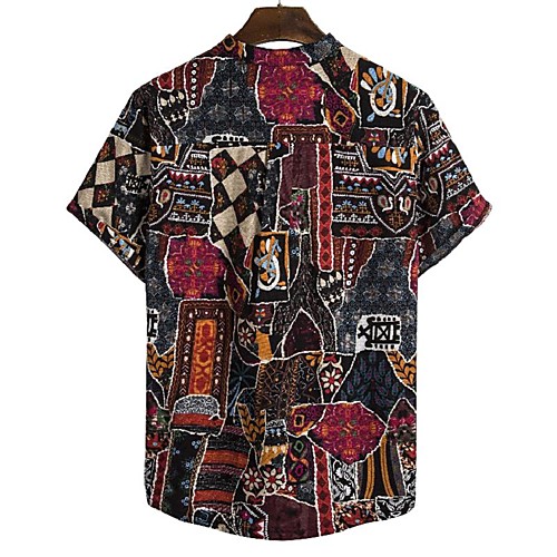 

Men's Daily Going out Basic / Elegant Shirt - Geometric / Abstract Print Wine