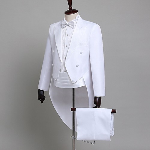 

Men's Suits, Solid Colored Notch Lapel Polyester Black / White
