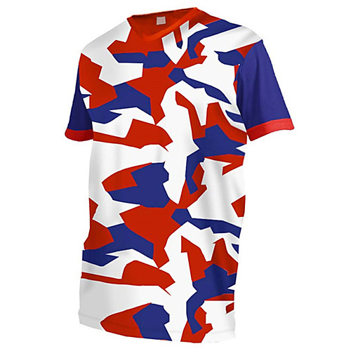 

21Grams Men's Short Sleeve Cycling Jersey Downhill Jersey Dirt Bike Jersey 100% Polyester Red / White Camo / Camouflage Bike Jersey Top Mountain Bike MTB Road Bike Cycling UV Resistant Breathable