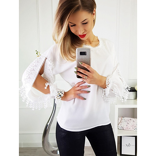 

Women's Daily Blouse - Solid Colored White