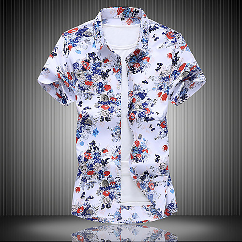 

Men's Daily Weekend Basic / Elegant Shirt - Floral / 3D White