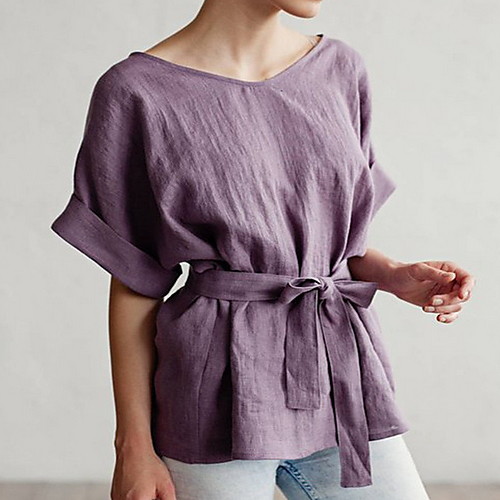 

Women's Daily Blouse - Solid Colored Purple