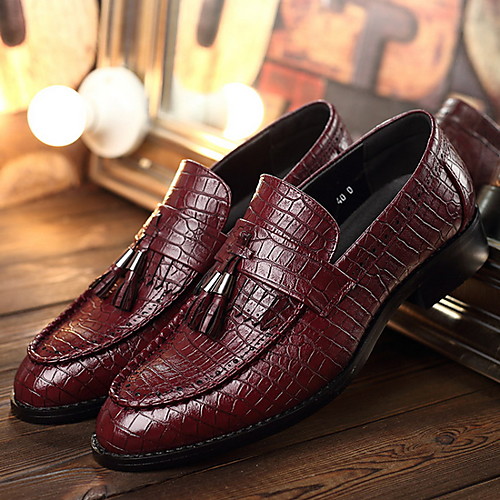 

Men's Leather Spring & Summer British Loafers & Slip-Ons Red / Brown / Black