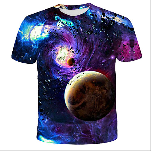 

Men's Daily Holiday Street chic / Exaggerated T-shirt - 3D / Tie Dye / Animal Wolf, Print Rainbow