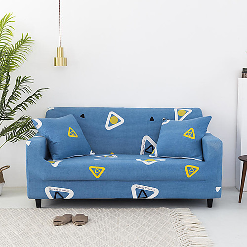 

Cartoon Triangles Print Dustproof All-powerful Slipcovers Stretch Sofa Cover Super Soft Fabric Couch Cover with One Free Pillow Case
