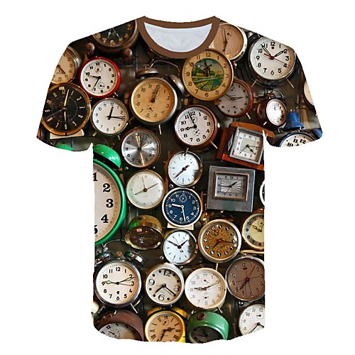 

Men's Daily Sports Street chic / Exaggerated T-shirt - Color Block / 3D / Machine Print Rainbow