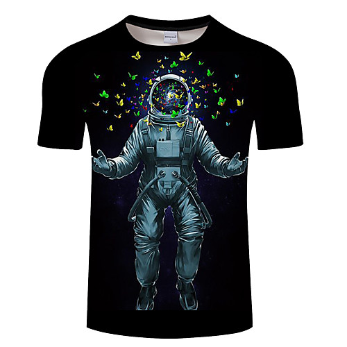 

Men's Daily Going out Exaggerated T-shirt - Galaxy / 3D / Portrait Print Navy Blue