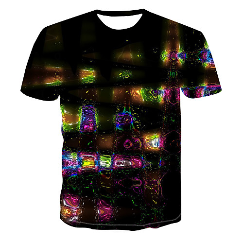 

Men's Club Weekend Street chic / Punk & Gothic T-shirt - Color Block / 3D / Visual Deception Print Rainbow