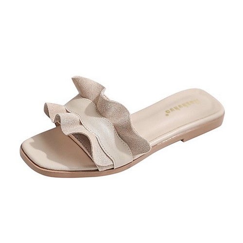 

Women's Slippers & Flip-Flops Flat Heel Round Toe Suede Spring & Summer Almond
