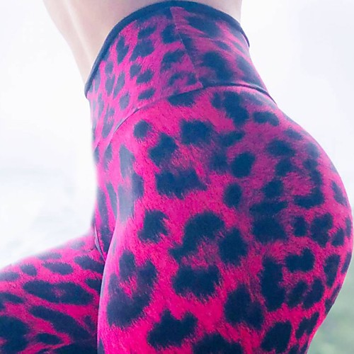 

Women's Sporty Sweatpants Pants - Leopard Purple S M L