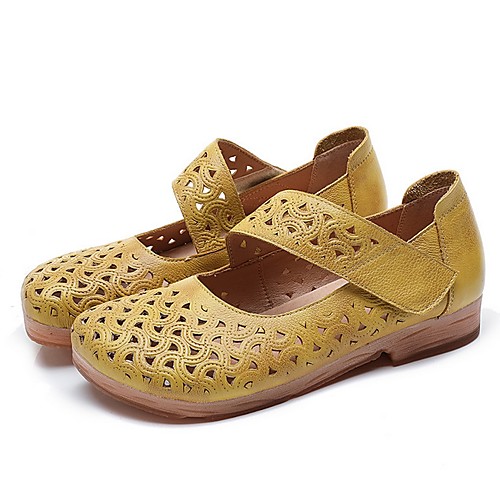 

Women's Sandals Low Heel Round Toe PU Summer Yellow / Red / Brown