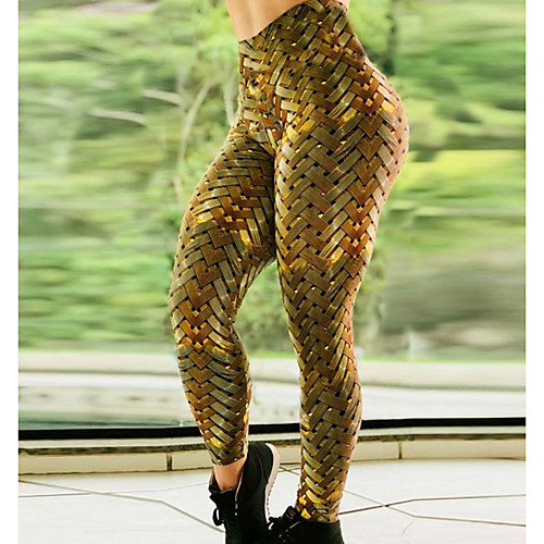 

Women's Basic Legging - Striped, Print Mid Waist Purple Yellow Black S M L