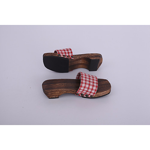 

Women's Sandals Chunky Heel Open Toe PU Summer Red