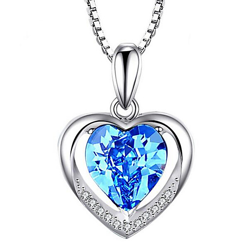 

Women's Pendant Necklace Charm Necklace Heart Precious Fashion Zircon Copper Silver Plated Blushing Pink Blue 45 cm Necklace Jewelry 1pc For Christmas Wedding Party Evening Formal Festival