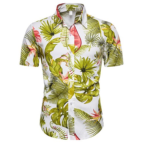 

Men's Daily Going out Basic / Exaggerated T-shirt - Floral / 3D Green