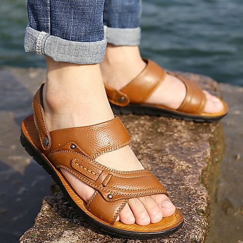 

Men's Pigskin Spring & Summer Sandals Breathable Yellow / Brown / Black