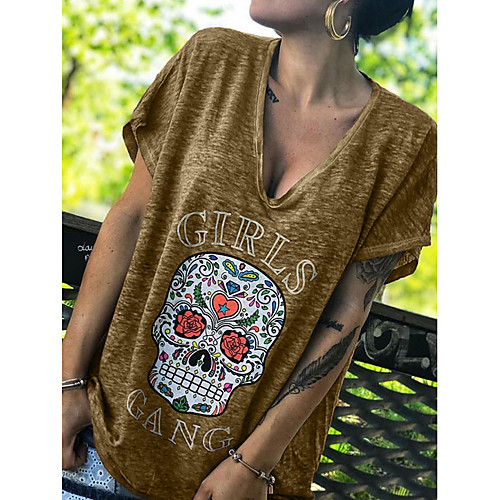 

Women's Daily T-shirt - Cartoon Khaki