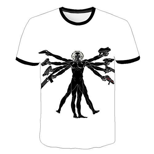 

Men's Daily Sports Street chic / Exaggerated T-shirt - Geometric / 3D / Portrait Print White