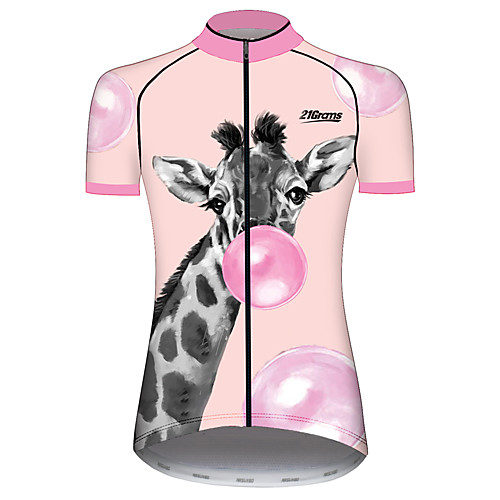 

21Grams Women's Short Sleeve Cycling Jersey 100% Polyester Pink Animal Balloon Deer Bike Jersey Top Mountain Bike MTB Road Bike Cycling UV Resistant Breathable Quick Dry Sports Clothing Apparel