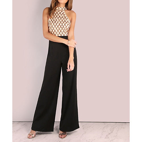 

Women's Basic Wine Gold Blue Jumpsuit Onesie, Color Block S M L