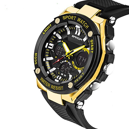 

Men's Sport Watch Japanese Automatic self-winding Rubber Black 30 m Water Resistant / Waterproof Calendar / date / day Alarm Clock Analog - Digital Outdoor Cool - Black BlackGloden Red One Year