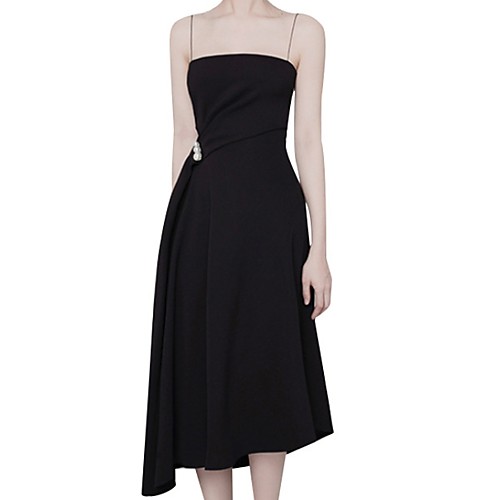 

A-Line Straps Asymmetrical Polyester Bridesmaid Dress with Beading / Ruching